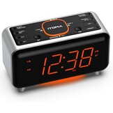 iTOMA CKS208 Radiowekker met app-bediening, bluetooth, FM-radio, dubbel alarm van 4-alarmmodi, Easy Snooze, dimmer, oranje nachtlampje, 12/24 uur via USB-oplaadpoort