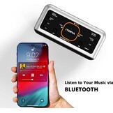 iTOMA CKS208 Radiowekker met app-bediening, bluetooth, FM-radio, dubbel alarm van 4-alarmmodi, Easy Snooze, dimmer, oranje nachtlampje, 12/24 uur via USB-oplaadpoort