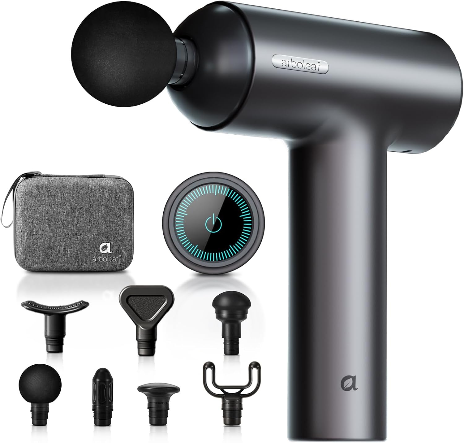 Arboleaf Massage Gun - Deep Tissue Massager - 6 Snelheden - 7 Opzetstukken - Zwart