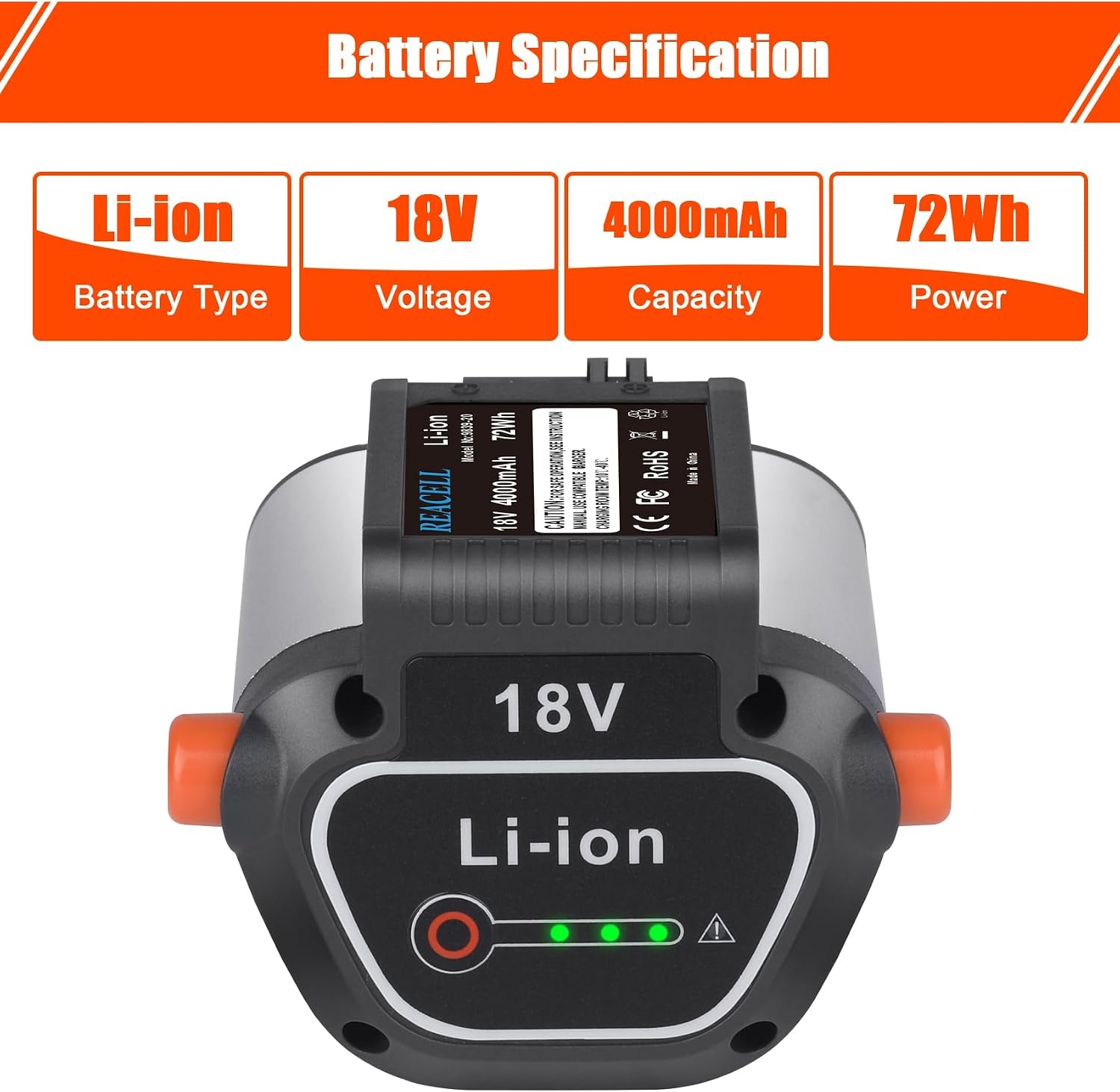 18V 4Ah Vervangende Batterij voor Gardena BLi-18 9840-20 9839-20