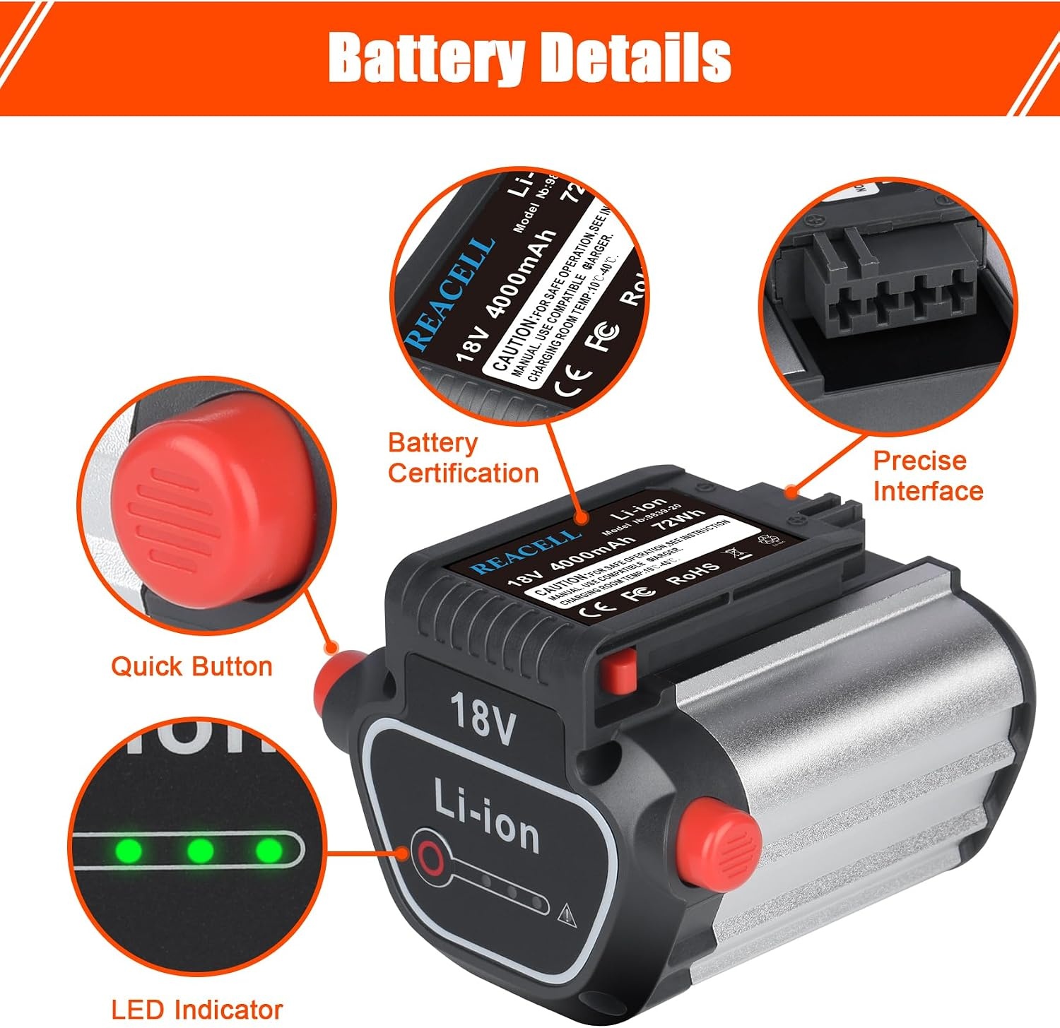 18V 4Ah Vervangende Batterij voor Gardena BLi-18 9840-20 9839-20