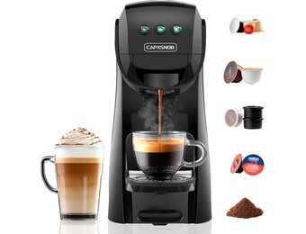 Warriors1 Koffiezetapparaat met Capsules 5-in-1 voor Nespresso, Lavazza A Modo Mio, Espresso Point, Dolce Gusto, Gemalen Koffie - 20 Bar, Instelbare Temperatuur/Hoeveelheid, Compact voor Thuis&Kantoor