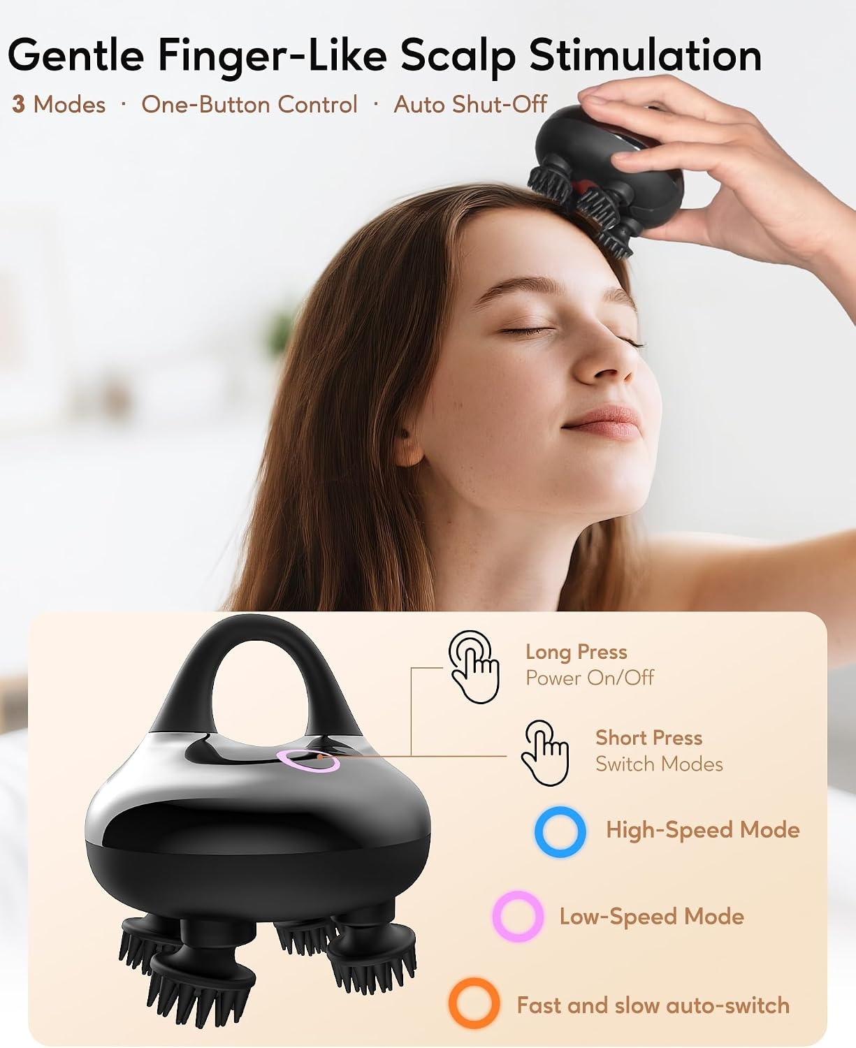 arboleaf Hoofd Massager Hoofdhuid,Elektrische Hoofdhuid Massager,Draadloze