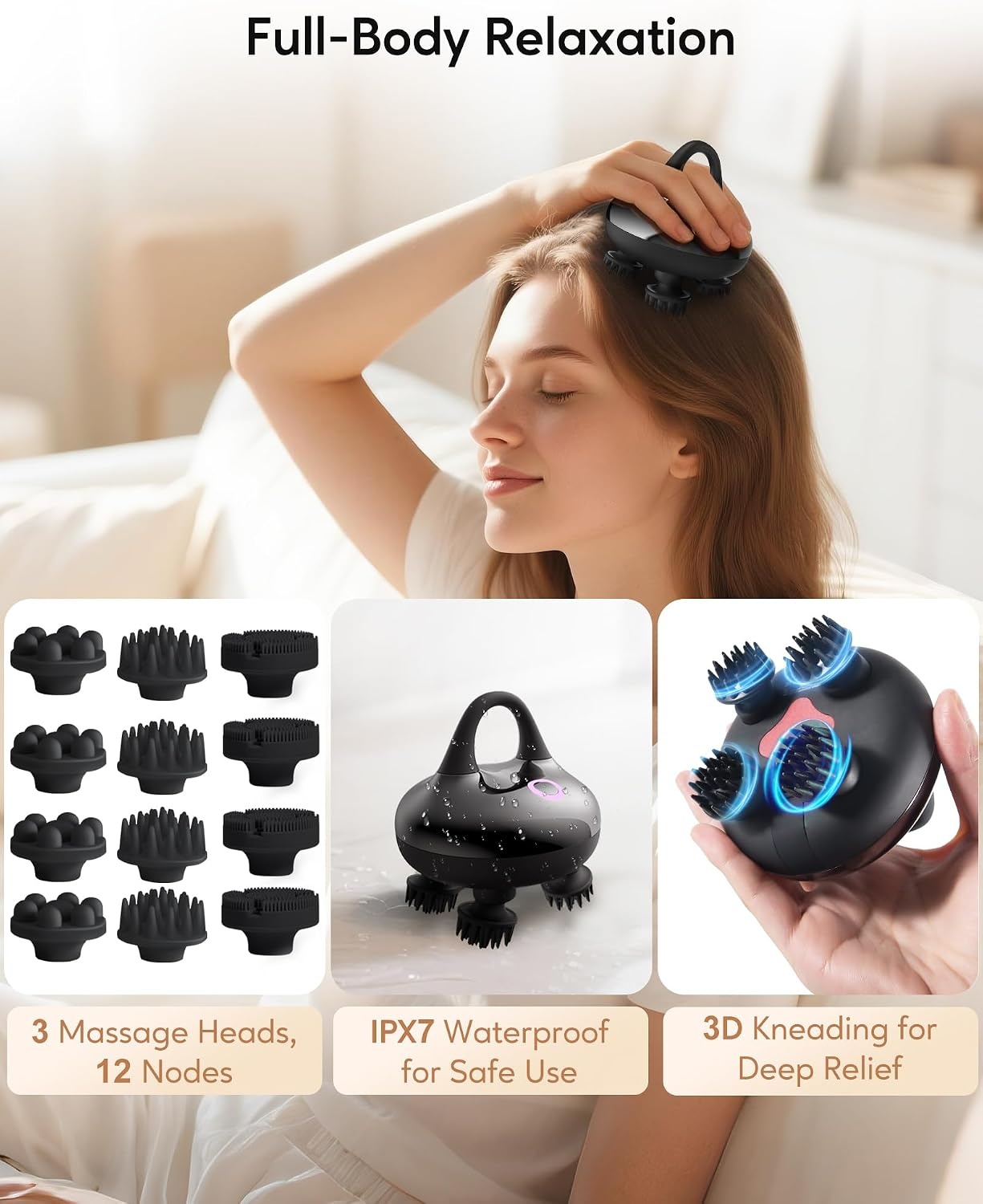 arboleaf Hoofd Massager Hoofdhuid,Elektrische Hoofdhuid Massager,Draadloze