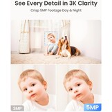 Reolink 3K PT-binnencamera, automatische tracking, 5 MP verbeterd nachtzicht, huilendetectie (persoon/huisdier/baby), dubbele wifi (2,4/5 GHz), tweeweg audio, E1 Pro