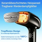 NTAYDZSW Stoomstrijkijzer voor kleding, 1800 W, handheld stoomstrijkijzer met 300 ml watertank, 20 seconden snel opwarmen, automatische uitschakeling, draagbaar reisstrijkijzer voor thuis en op reis