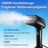 NTAYDZSW Stoomstrijkijzer voor kleding, 1800 W, handheld stoomstrijkijzer met 300 ml watertank, 20 seconden snel opwarmen, automatische uitschakeling, draagbaar reisstrijkijzer voor thuis en op reis