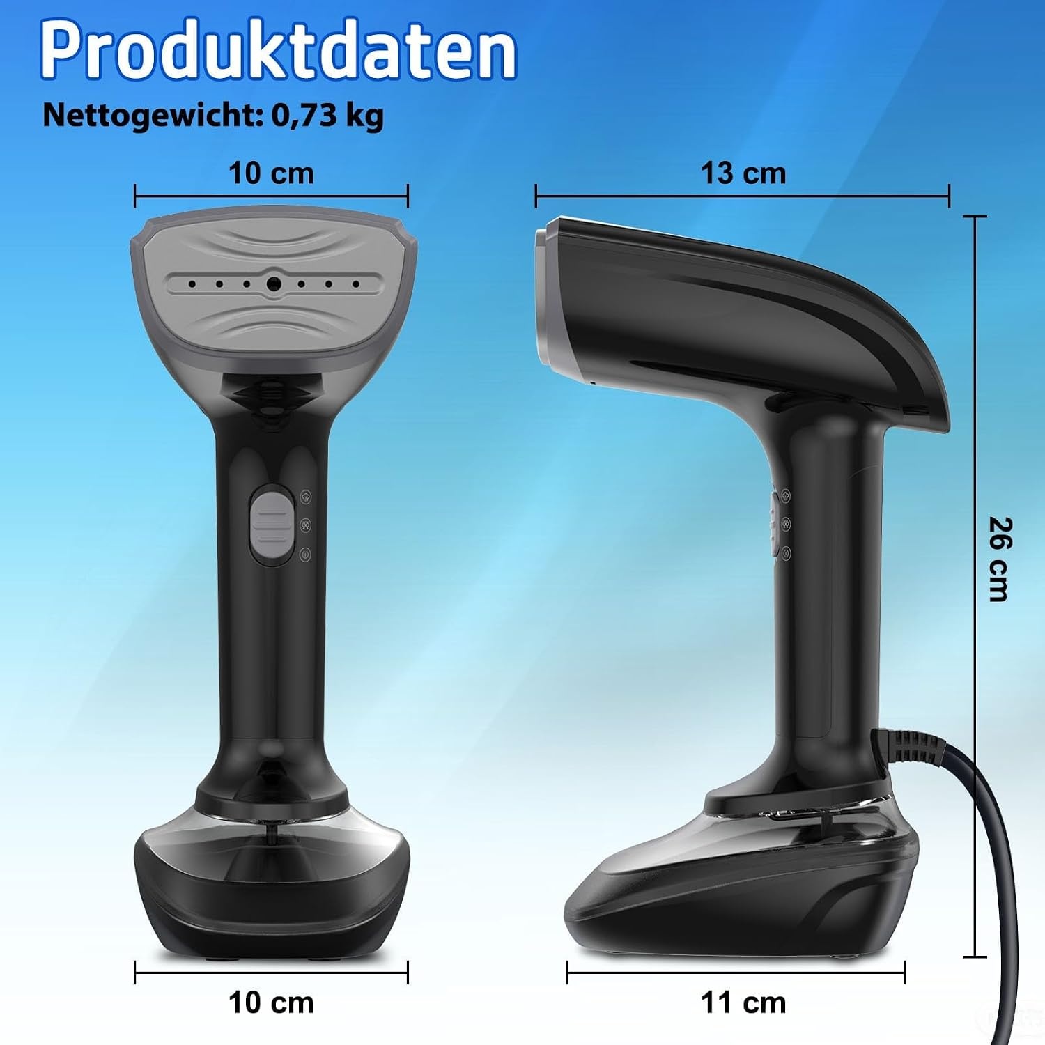 NTAYDZSW Stoomstrijkijzer voor kleding, 1800 W, handheld stoomstrijkijzer met 300 ml watertank, 20 seconden snel opwarmen, automatische uitschakeling, draagbaar reisstrijkijzer voor thuis en op reis