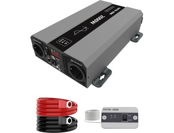 DATOUBOSS Omvormer 24v naar 230v Zuivere Sinus 2000w, Omvormer 24v naar 230v met AC-aansluiting en 3A USB-poort Soor Thuis, Camper, Off-Grid Zonne-energie-omvormer (SAK-24V2000W) - Maat 24V 2000W