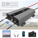 DATOUBOSS Omvormer 24v naar 230v Zuivere Sinus 2000w, Omvormer 24v naar 230v met AC-aansluiting en 3A USB-poort Soor Thuis, Camper, Off-Grid Zonne-energie-omvormer (SAK-24V2000W) - Maat 24V 2000W