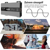 DATOUBOSS Omvormer 24v naar 230v Zuivere Sinus 2000w, Omvormer 24v naar 230v met AC-aansluiting en 3A USB-poort Soor Thuis, Camper, Off-Grid Zonne-energie-omvormer (SAK-24V2000W) - Maat 24V 2000W