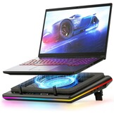 llano RGB Gaming Laptop Koelpad, koelpad met traploze touch-bediening en 3 poorten USB A, grote krachtige turbo-ventilator, afdichtingsschuim voor 15-19 inch computernotebook