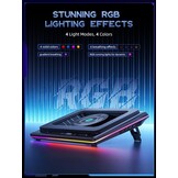 llano RGB Gaming Laptop Koelpad, koelpad met traploze touch-bediening en 3 poorten USB A, grote krachtige turbo-ventilator, afdichtingsschuim voor 15-19 inch computernotebook