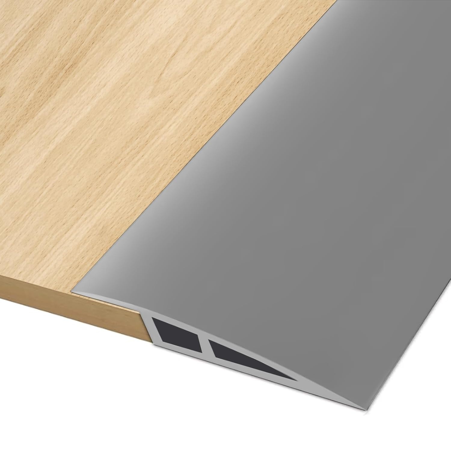 2m * 7cm PVC Overgangsprofiel Hoogtecompensatie Zelfklevend, Overgangslijst Vloerovergangsprofiel voor Hoogteverschil van 10~15mm, Overgangsstrip voor Vloeren en Laminaat (Grijs)
