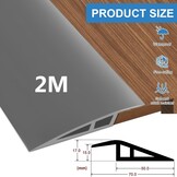 2m * 7cm PVC Overgangsprofiel Hoogtecompensatie Zelfklevend, Overgangslijst Vloerovergangsprofiel voor Hoogteverschil van 10~15mm, Overgangsstrip voor Vloeren en Laminaat (Grijs)