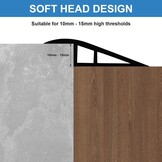 2m * 7cm PVC Overgangsprofiel Hoogtecompensatie Zelfklevend, Overgangslijst Vloerovergangsprofiel voor Hoogteverschil van 10~15mm, Overgangsstrip voor Vloeren en Laminaat (Grijs)