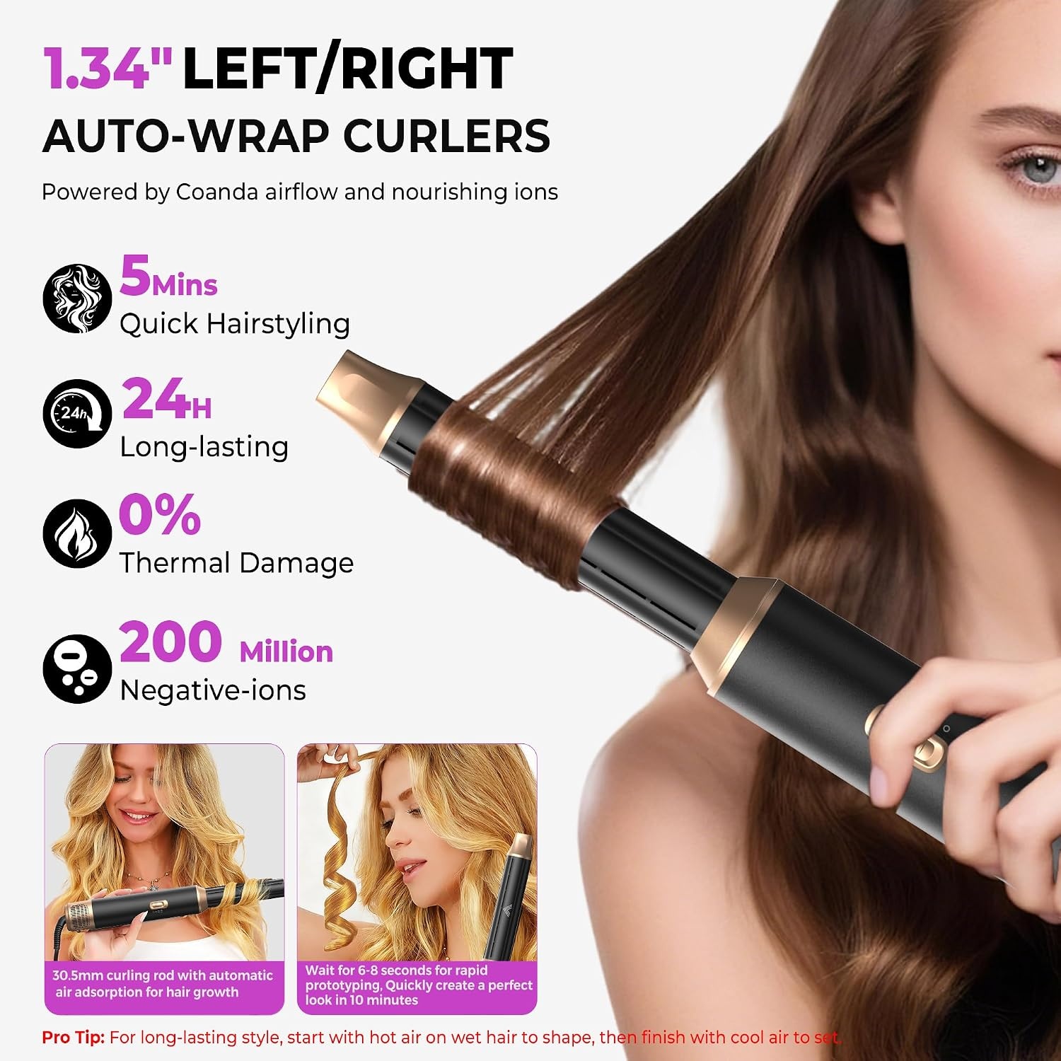 UMIGA Hairstyler 5-in-1 Airstyler, haarstyler, lucht, krultang, föhn, thermische borstel, stijlborstel, set, multistyler, ronde borstel, föhn, warmluchtborstel, haarstyling-apparaten, haardroger