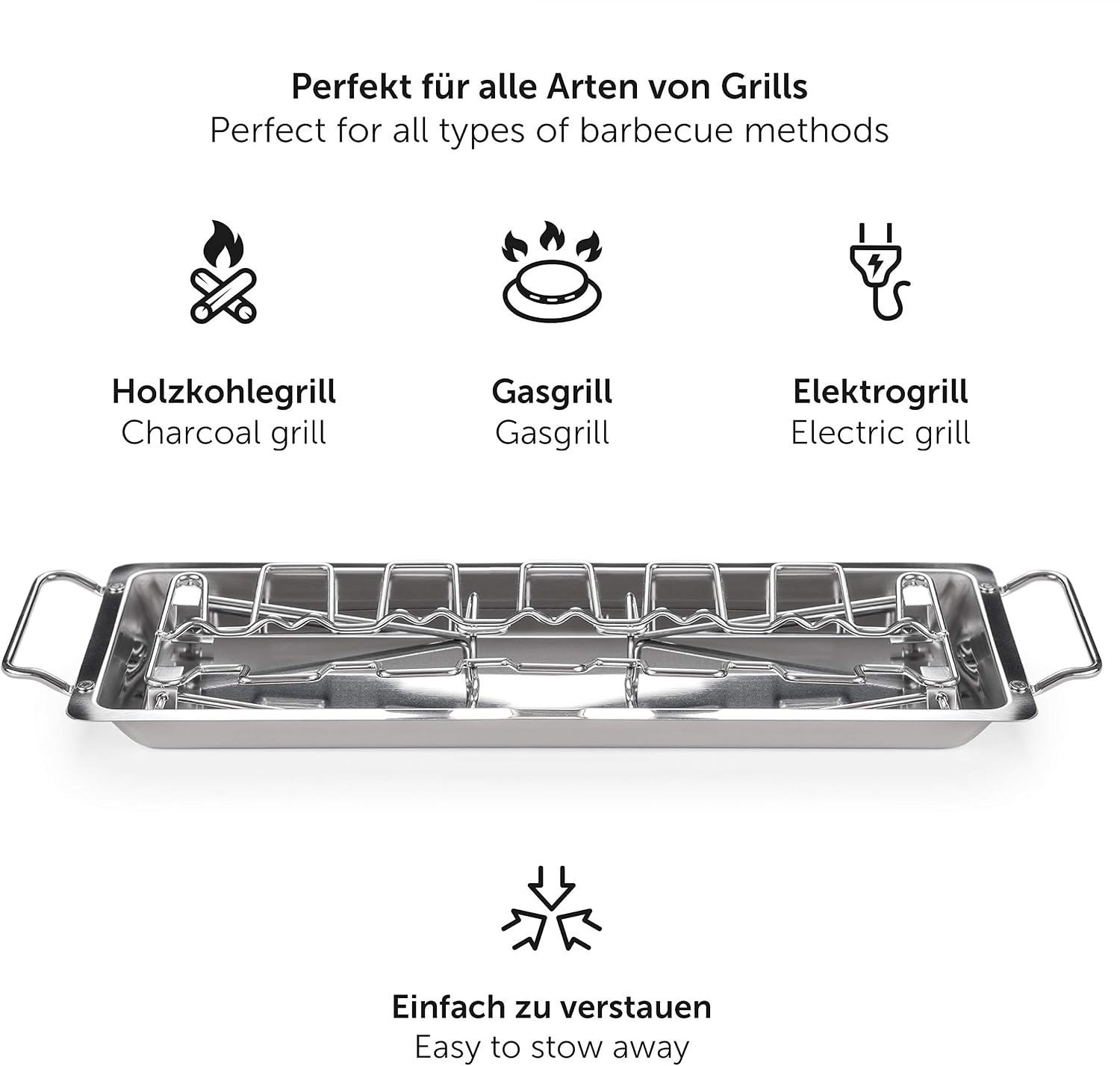 Blumtal Kippenpoothouder van 100% roestvrij staal, incl. opvangschaal, ovenvast, robuuste kippengrillstandaard, voor 12 poten, vaatwasmachinebestendig