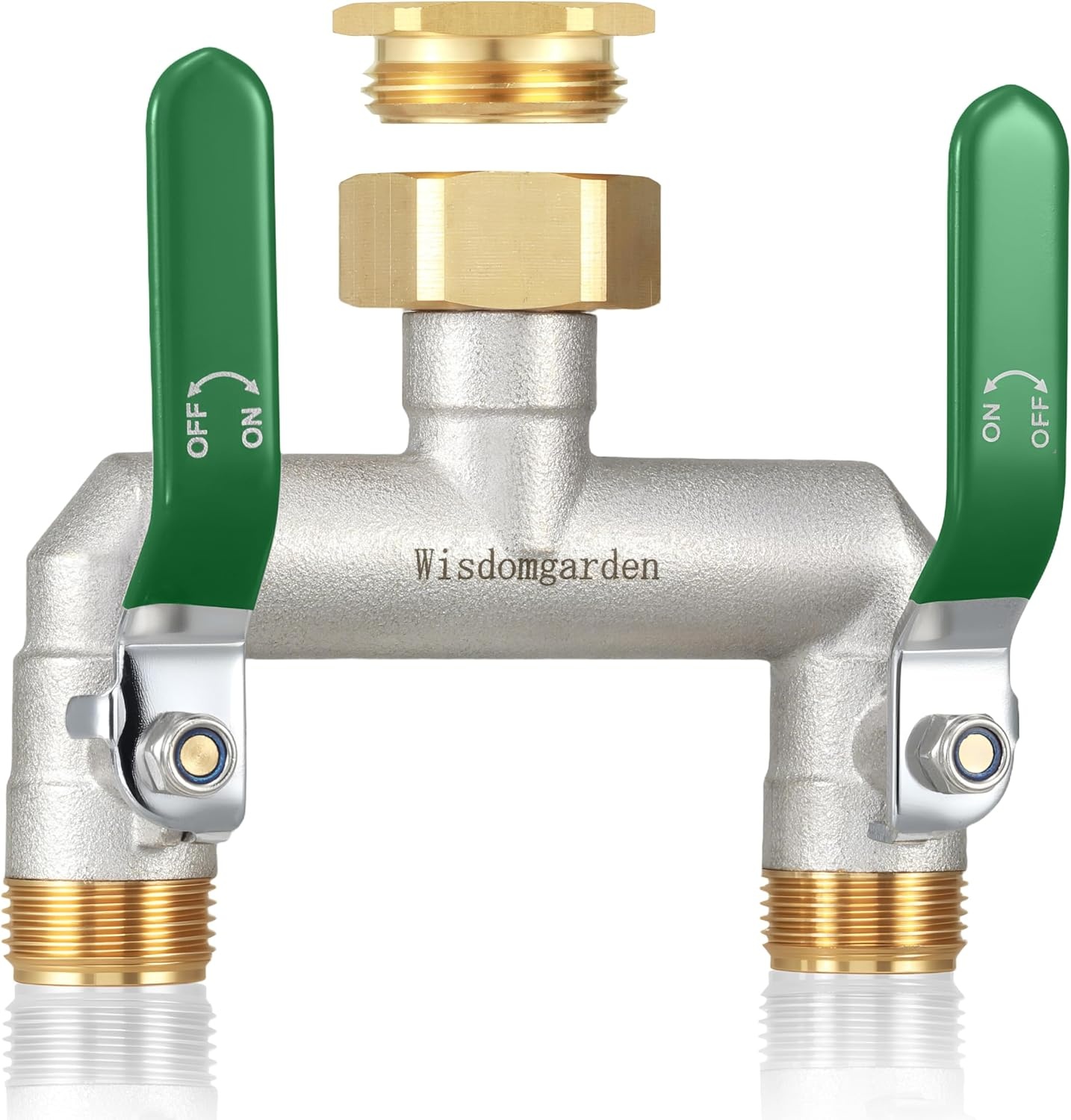 2-weg waterverdeler hoge debiet met messing vernikkeld vernikkeld waterkraan verdeler 2-weg tuinverdeler met rode verlenggrepen 1 inch aansluiting - Maat 2-weg rood - 1 inch
