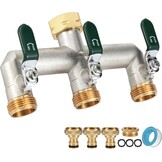 2-weg waterverdeler hoge debiet met messing vernikkeld vernikkeld waterkraan verdeler 2-weg tuinverdeler met rode verlenggrepen 1 inch aansluiting - Maat 2-weg rood - 1 inch