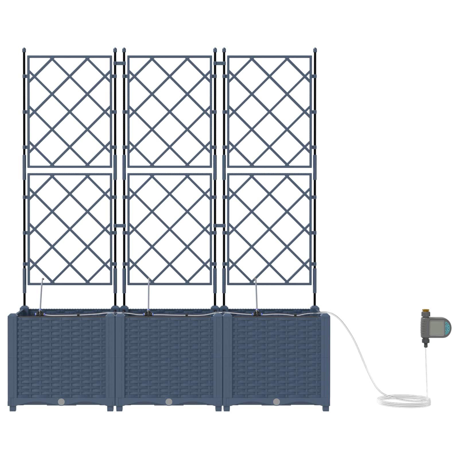 vidaXL Plantenbak 3 st Grijs 120 x 40 x 142 cm PP