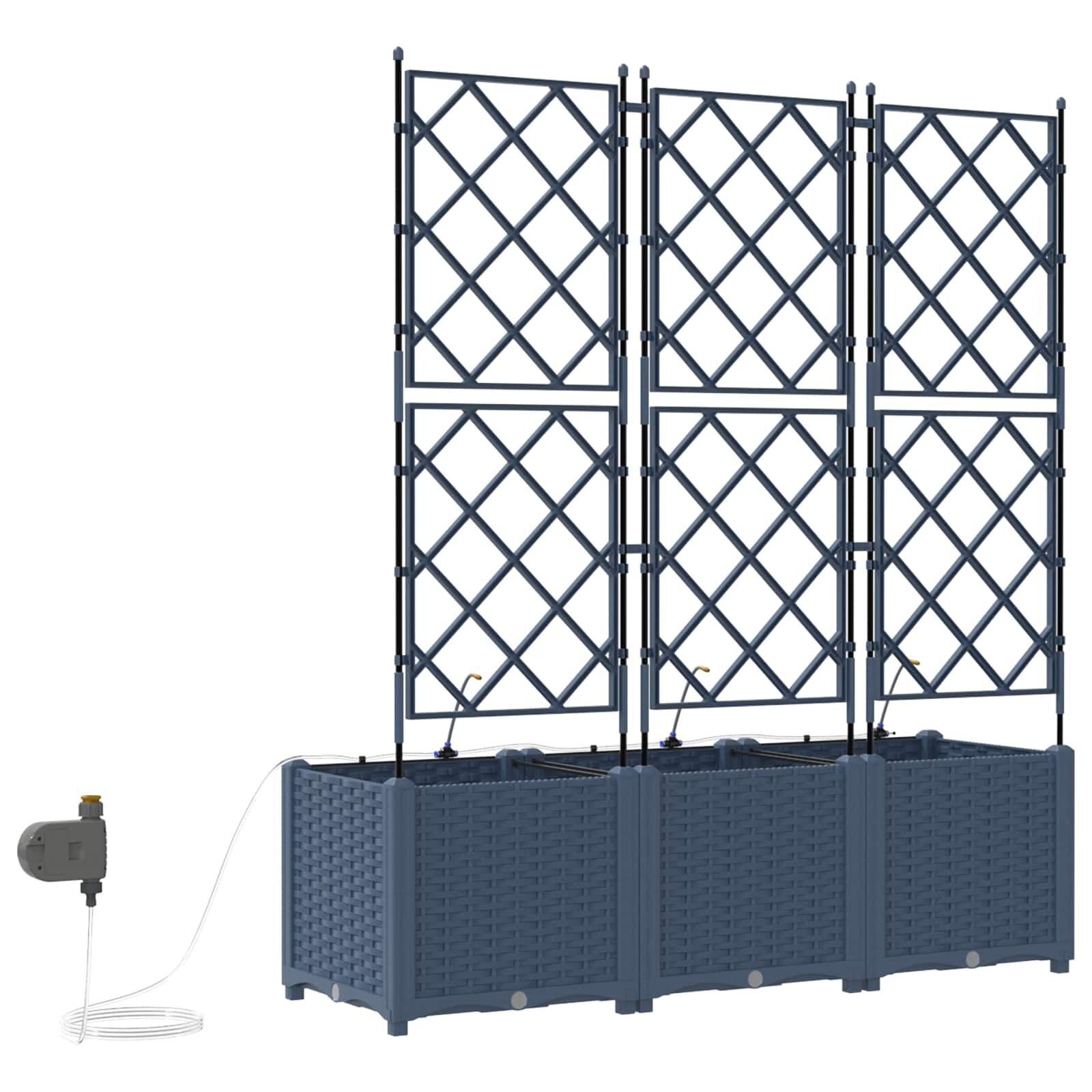 vidaXL Plantenbak 3 st Grijs 120 x 40 x 142 cm PP