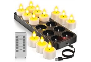 Oplaadbare LED Theelichtjes 12 stuks met Afstandsbediening & Timer - 34% Korting