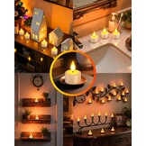 Yme Oplaadbare theelichtjes met timerfunctie en laadstation, 12 led-theelichtjes, kaarsen, flikkerend, met afstandsbediening, timer, voor kamer, woonkamer, Halloween, Kerstmis, tafel, feestdecoratie