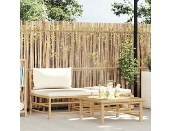 vidaXL 3-delige Loungeset met crèmewitte kussens bamboe