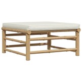 vidaXL 3-delige Loungeset met crèmewitte kussens bamboe
