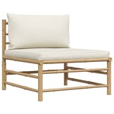 vidaXL 3-delige Loungeset met crèmewitte kussens bamboe