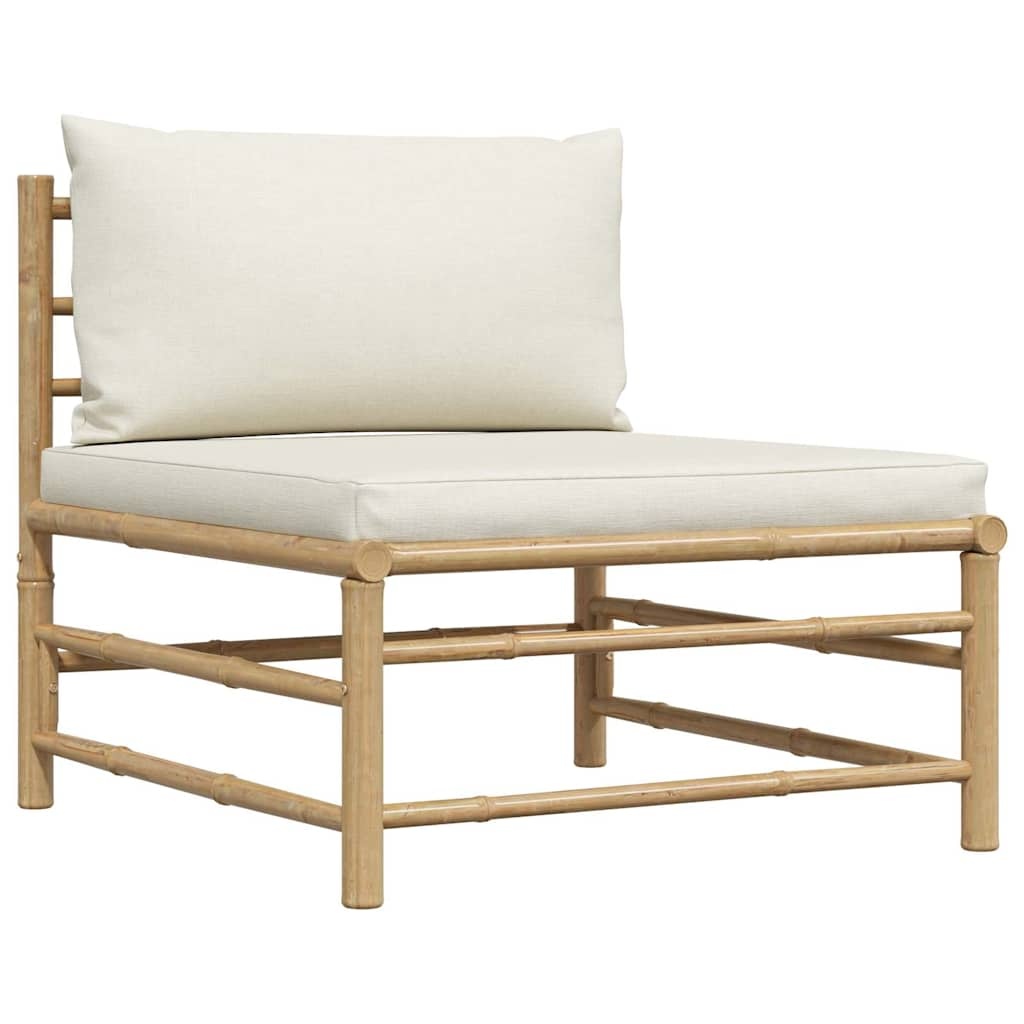 vidaXL 3-delige Loungeset met crèmewitte kussens bamboe