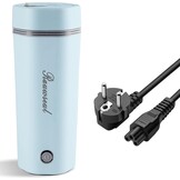 Reis elektrische waterkoker 350ml Verwarmingscapaciteit,Totale Capaciteit 450ml,Draagbare Mini Mok,Mini Thermos 304 Roestvrij Staal Voering,300W Snelkook Verwarmingsmok(Blauw)