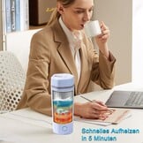 Reis elektrische waterkoker 350ml Verwarmingscapaciteit,Totale Capaciteit 450ml,Draagbare Mini Mok,Mini Thermos 304 Roestvrij Staal Voering,300W Snelkook Verwarmingsmok(Blauw)