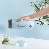 Reis elektrische waterkoker 350ml Verwarmingscapaciteit,Totale Capaciteit 450ml,Draagbare Mini Mok,Mini Thermos 304 Roestvrij Staal Voering,300W Snelkook Verwarmingsmok(Blauw)