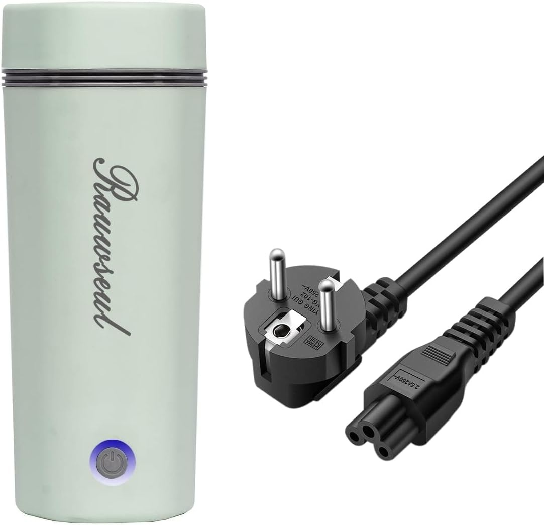 Reis elektrische waterkoker 350ml Verwarmingscapaciteit,Totale Capaciteit 450ml,Draagbare Mini Mok,Mini Thermos 304 Roestvrij Staal Voering,300W Snelkook Verwarmingsmok(Blauw)