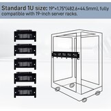 GeeekPi 19 inch 1U Rackmount voor Raspberry Pi 5/4B/3B+, zwart, met verwijderbare frontbeugels