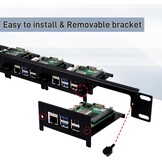GeeekPi 19 inch 1U Rackmount voor Raspberry Pi 5/4B/3B+, zwart, met verwijderbare frontbeugels