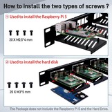 GeeekPi 19 inch 1U Rackmount voor Raspberry Pi 5/4B/3B+, zwart, met verwijderbare frontbeugels