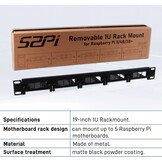 GeeekPi 19 inch 1U Rackmount voor Raspberry Pi 5/4B/3B+, zwart, met verwijderbare frontbeugels