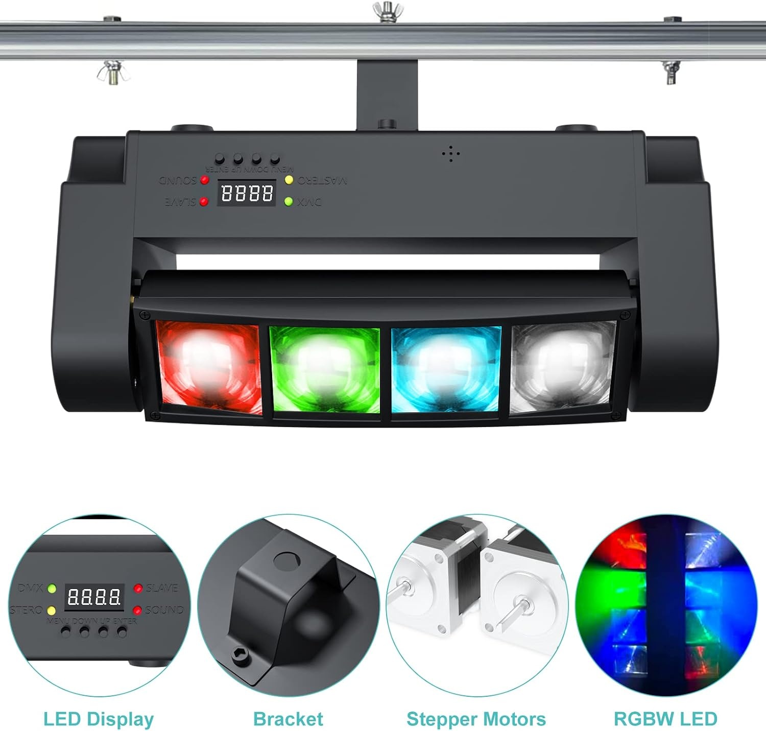BETOPPER DMX512 Mobiele koplampen, discolampen, podiumlampen, mini-spider, feestlicht, RGBW DMX512, hoge energie-activering van Halloween, party, club, bar, huis, 2 stuks