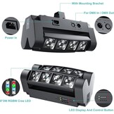 BETOPPER DMX512 Mobiele koplampen, discolampen, podiumlampen, mini-spider, feestlicht, RGBW DMX512, hoge energie-activering van Halloween, party, club, bar, huis, 2 stuks