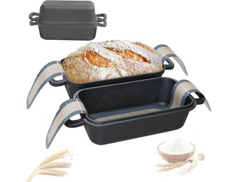 Illidan Broodbakvorm met deksel, gietijzeren pot brood bakken (zwart)