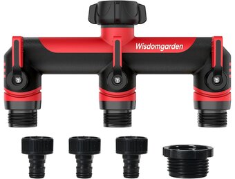3-weg tuinslang splitterslang, 3/4" schroefdraad omvormer connector, kraanadapter voor slang en irrigatie timers-zwart en rood
