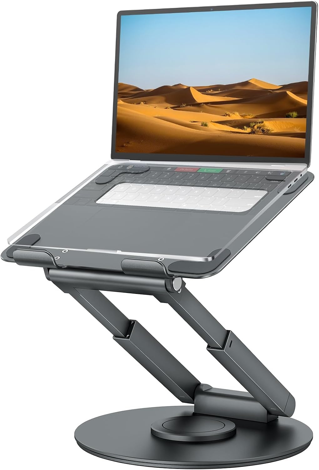 Laptopstandaard Grijs 34% Korting - In Hoogte Verstelbaar & 360° Draaibaar