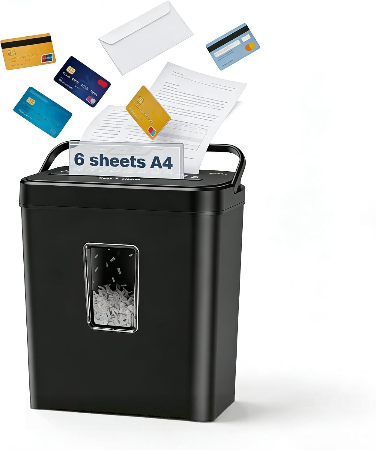 SINCHEREU P4 Papierversnipperaar - 6 Vel - 13L Zwart - 34% Korting