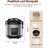 Rijstkoker 1L 400W Zilv - 34% Korting! Snel koken, warmhoudfunctie