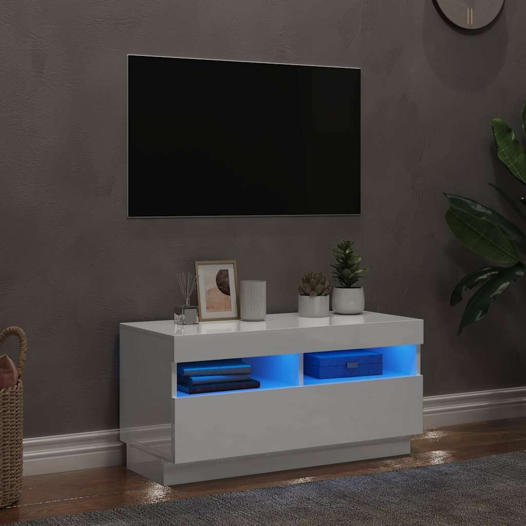 Tv-meubel Hoogglans Wit met LED 80x35x40 cm (34% Korting)