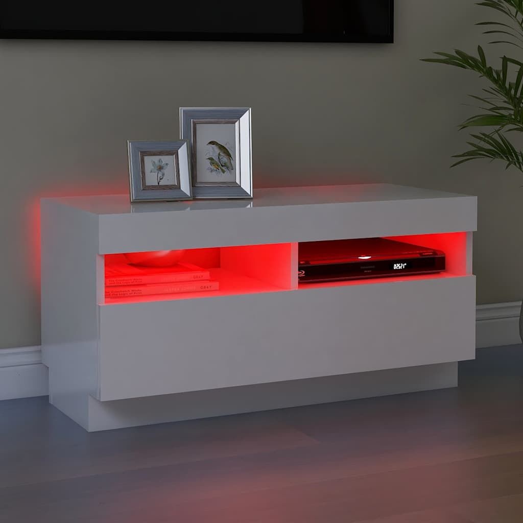 Tv-meubel Hoogglans Wit met LED 80x35x40 cm (34% Korting)