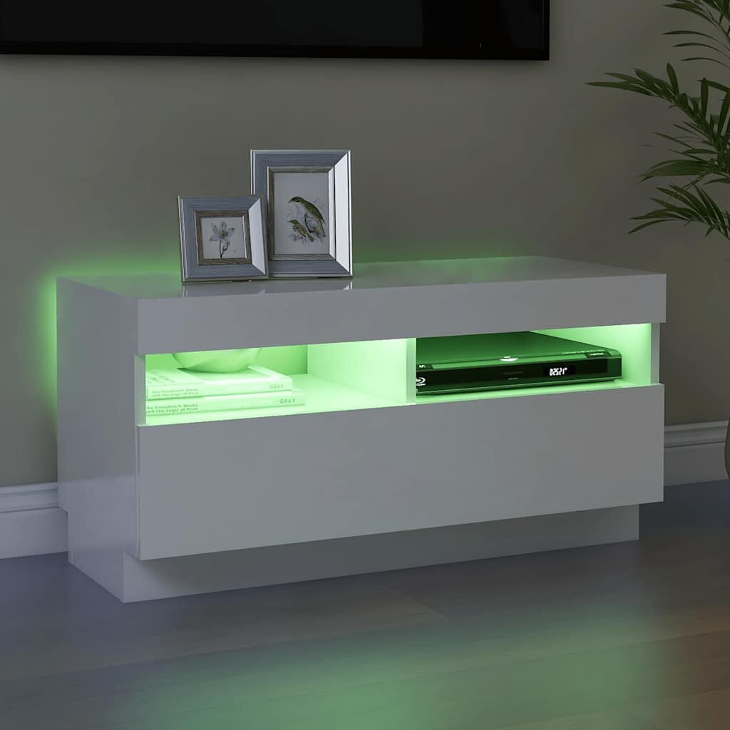 Tv-meubel Hoogglans Wit met LED 80x35x40 cm (34% Korting)
